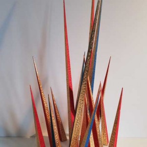 Composizione dinamica - Legno dorato e colorato - 2013